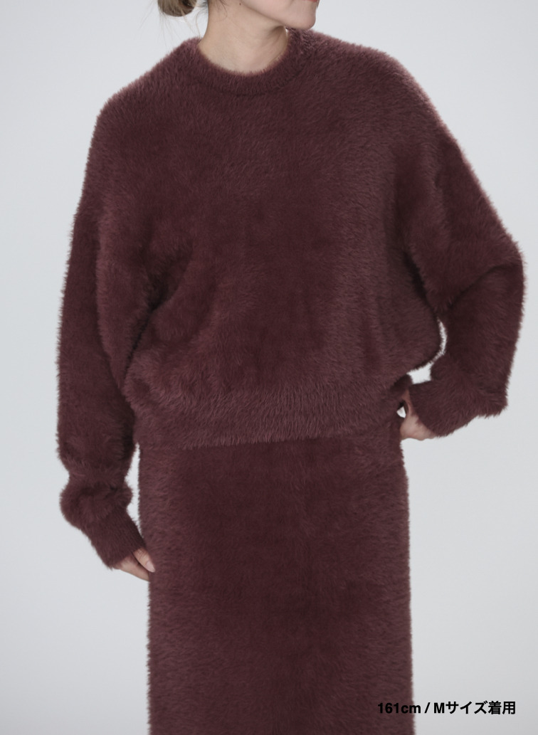 シャギーショート丈クルーネック 詳細画像 Wine Red 16