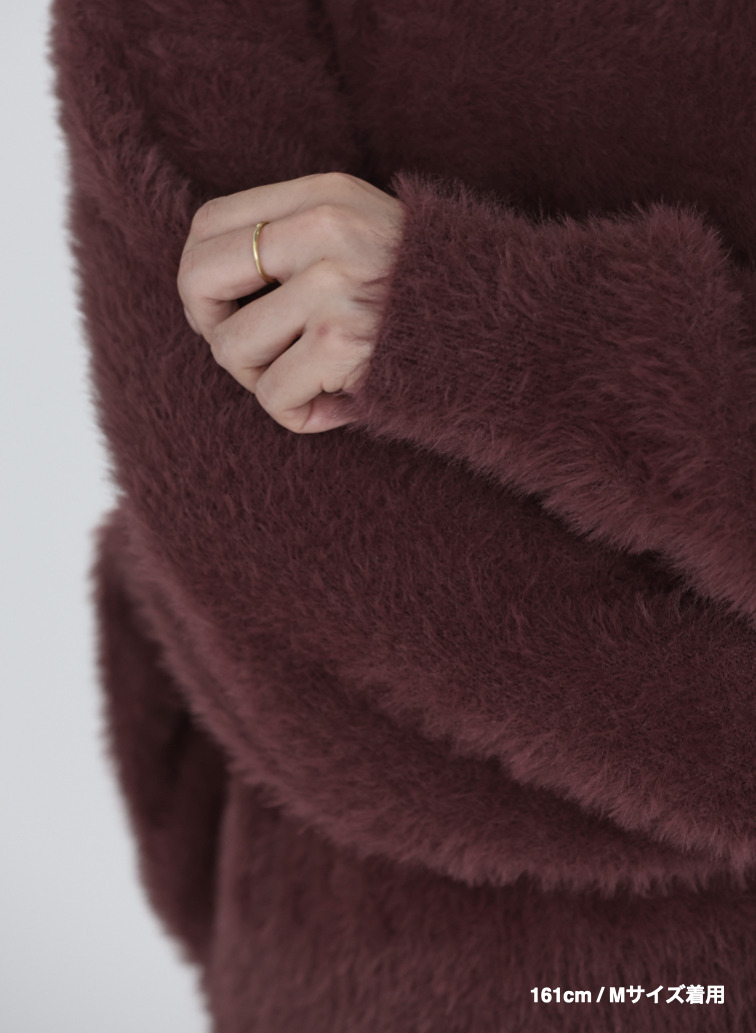 シャギーショート丈クルーネック 詳細画像 Wine Red 19