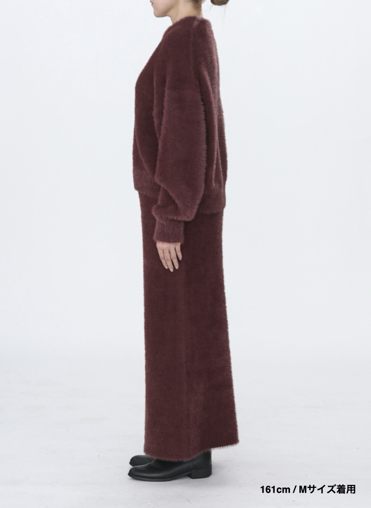 シャギーショート丈クルーネック 詳細画像 Wine Red 9