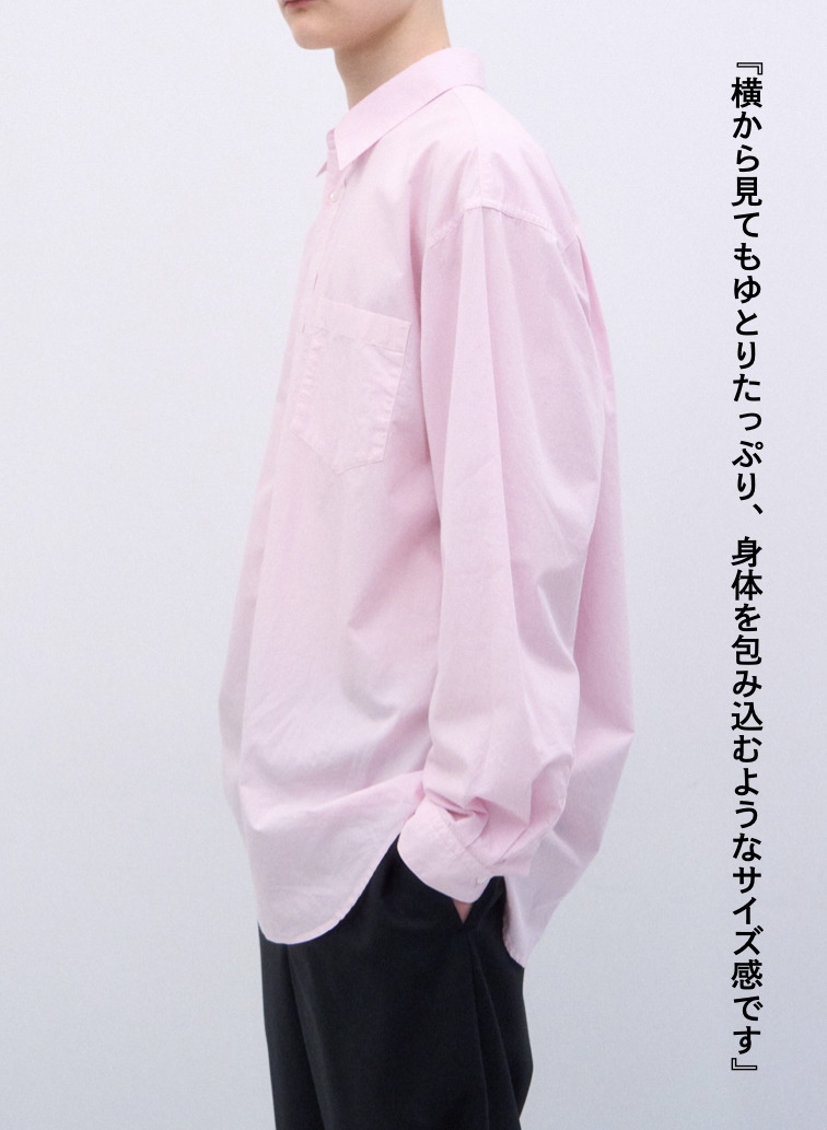オーバーサイズシャツ / COTTON CASHMERE LAWN OVERSIZED SHIRT 詳細画像 Pink 2