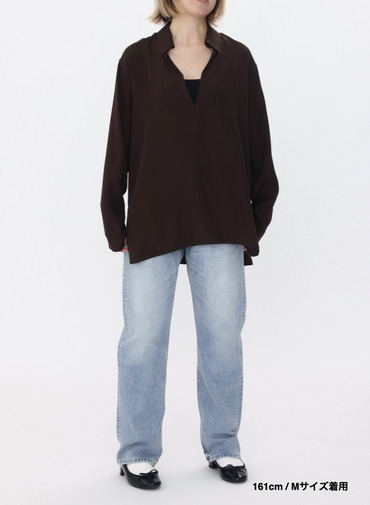 スキッパーシャツ / FIBRIL SILK TAFTA SKIPPER SHIRT 詳細画像 Wine Red 5