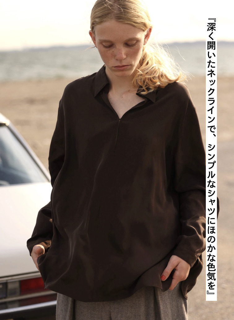 スキッパーシャツ / FIBRIL SILK TAFTA SKIPPER SHIRT 詳細画像 Wine Red 2