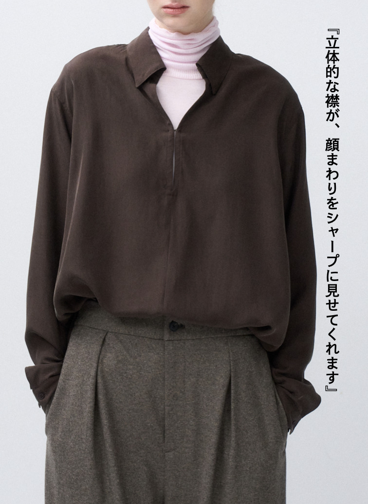 スキッパーシャツ / FIBRIL SILK TAFTA SKIPPER SHIRT 詳細画像 Wine Red 6