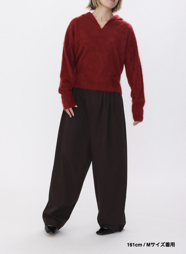 ワイドテーパードパンツ / WOOL GABARDINE WIDE TAPERED PANTS 詳細画像 Brown 11