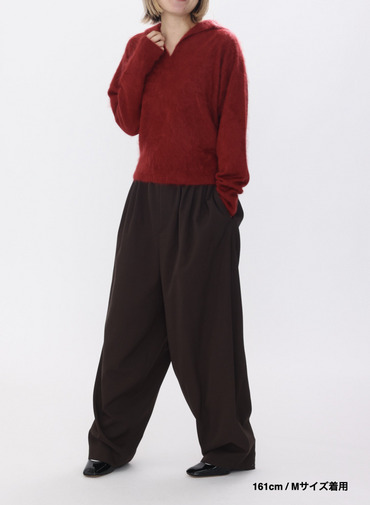 ワイドテーパードパンツ / WOOL GABARDINE WIDE TAPERED PANTS 詳細画像 Brown 12