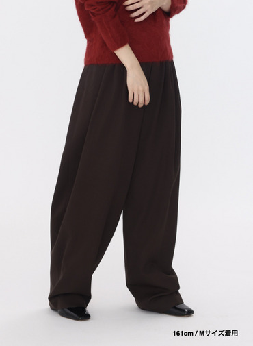 ワイドテーパードパンツ / WOOL GABARDINE WIDE TAPERED PANTS 詳細画像 Brown 16