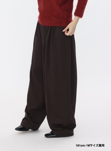 ワイドテーパードパンツ / WOOL GABARDINE WIDE TAPERED PANTS 詳細画像 Brown 18