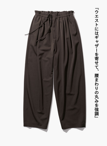 ワイドテーパードパンツ / WOOL GABARDINE WIDE TAPERED PANTS 詳細画像 Brown 7