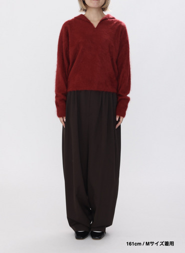 ワイドテーパードパンツ / WOOL GABARDINE WIDE TAPERED PANTS 詳細画像 Brown 8