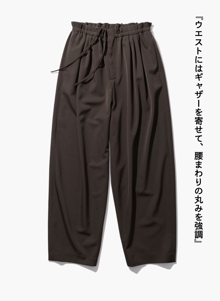ワイドテーパードパンツ / WOOL GABARDINE WIDE TAPERED PANTS 詳細画像 Brown 7