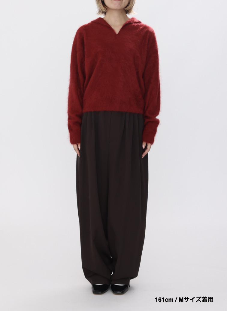 ワイドテーパードパンツ / WOOL GABARDINE WIDE TAPERED PANTS 詳細画像 Brown 8