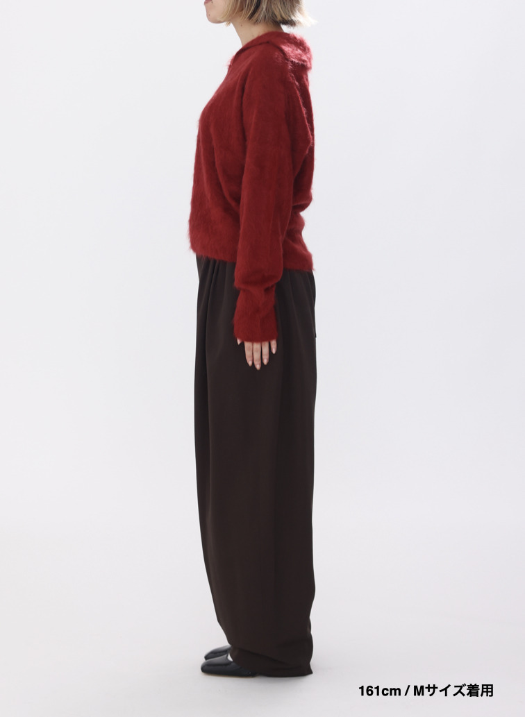 ワイドテーパードパンツ / WOOL GABARDINE WIDE TAPERED PANTS 詳細画像 Brown 9