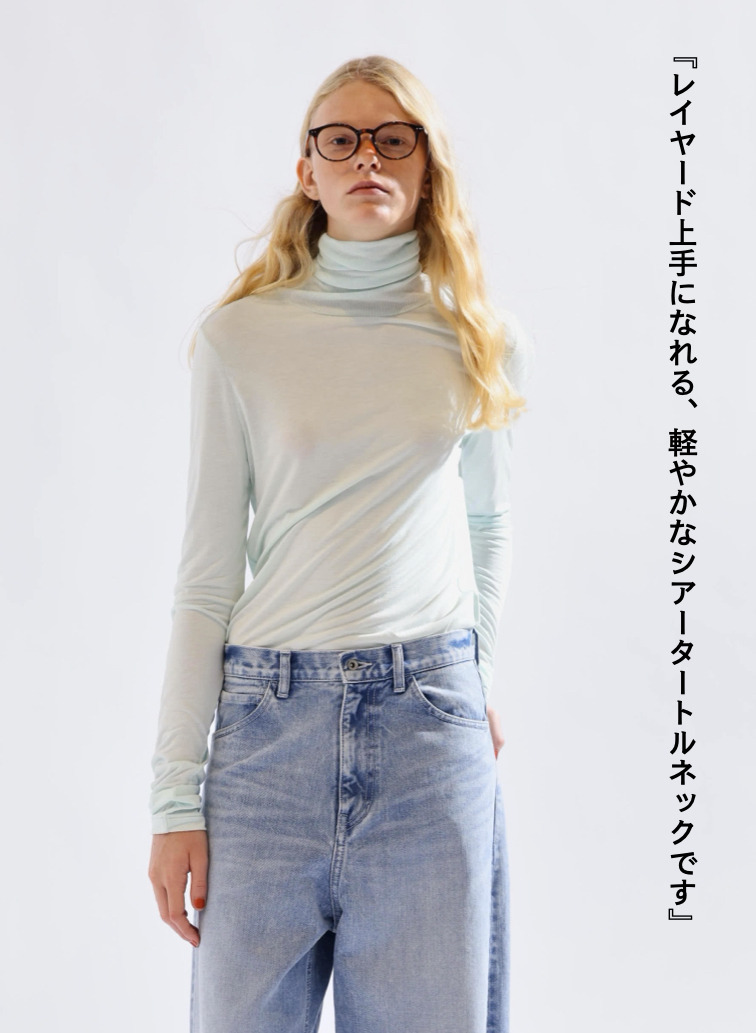タートルネックプルオーバー / MODAL SILK JERSEY TURTLENECK PULLOVER 詳細画像 Peppermint Green 1