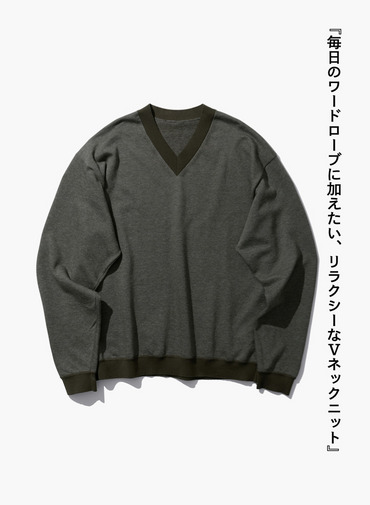 Vネックセーター / COTTON CASHMERE JACQUARD V-NECK SWEATER