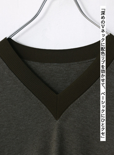 Vネックセーター / COTTON CASHMERE JACQUARD V-NECK SWEATER 詳細画像 Khaki 2