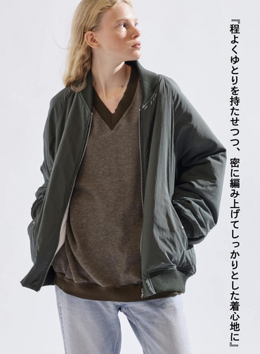 Vネックセーター / COTTON CASHMERE JACQUARD V-NECK SWEATER 詳細画像 Khaki 6