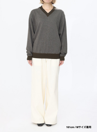 Vネックセーター / COTTON CASHMERE JACQUARD V-NECK SWEATER 詳細画像 Khaki 7