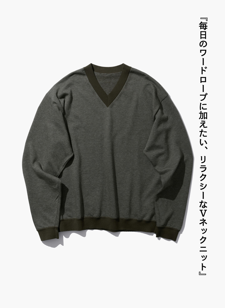 Vネックセーター / COTTON CASHMERE JACQUARD V-NECK SWEATER 詳細画像 Khaki 1