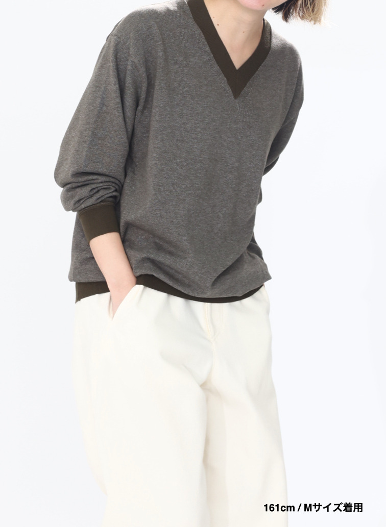 Vネックセーター / COTTON CASHMERE JACQUARD V-NECK SWEATER 詳細画像 Khaki 12