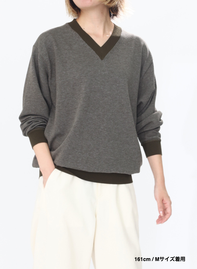 Vネックセーター / COTTON CASHMERE JACQUARD V-NECK SWEATER 詳細画像 Khaki 13