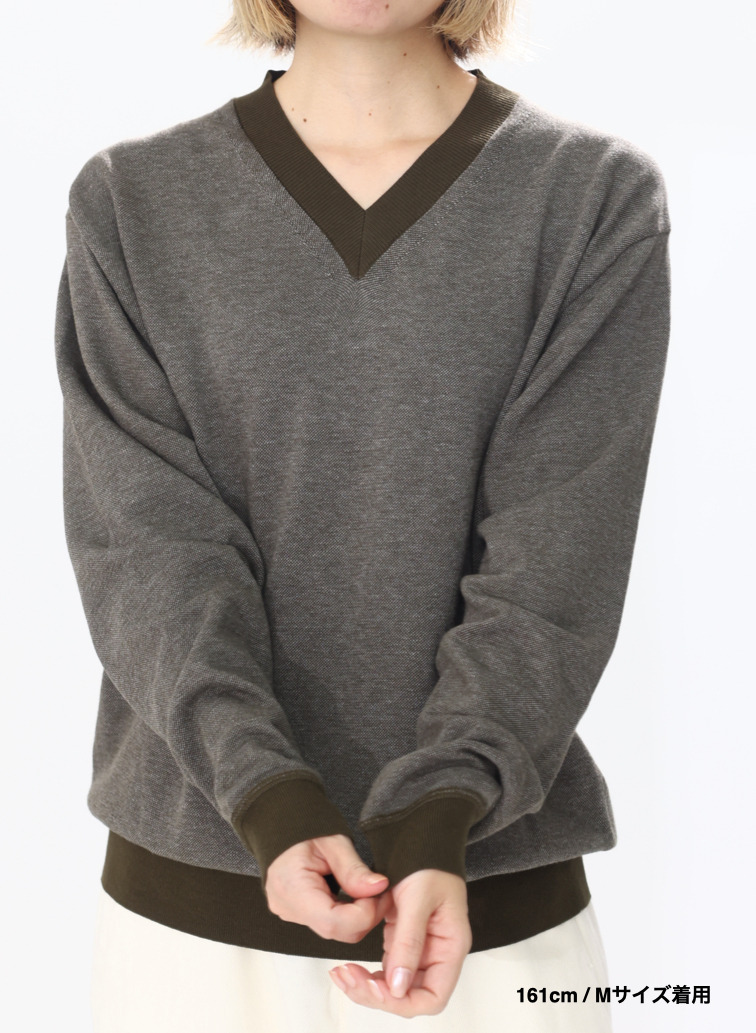 Vネックセーター / COTTON CASHMERE JACQUARD V-NECK SWEATER 詳細画像 Khaki 16