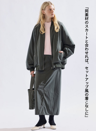 【ESSENTIALS】フライトジャケット / FIBRIL NYLON SATIN FLIGHT JACKET 詳細画像 Khaki 2