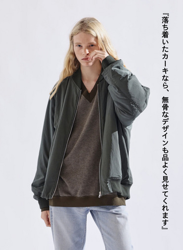【ESSENTIALS】フライトジャケット / FIBRIL NYLON SATIN FLIGHT JACKET 詳細画像 Khaki 3