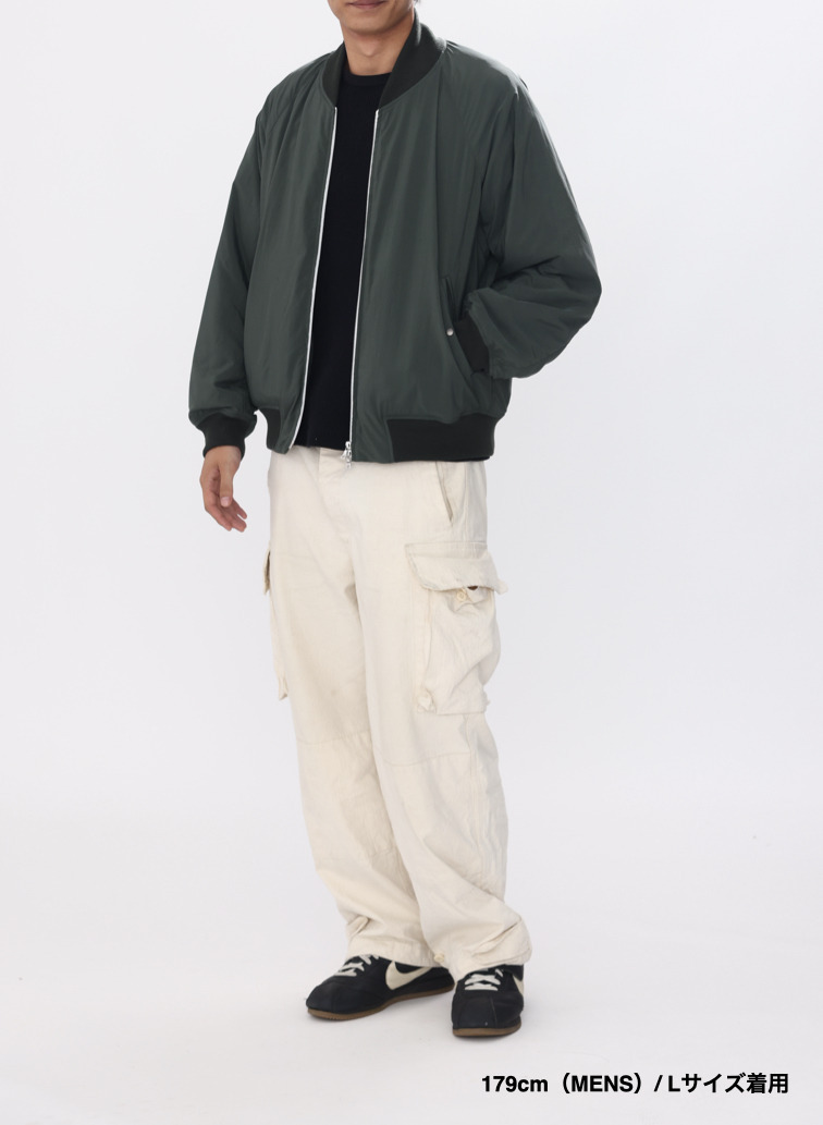 【ESSENTIALS】フライトジャケット / FIBRIL NYLON SATIN FLIGHT JACKET 詳細画像 Khaki 16