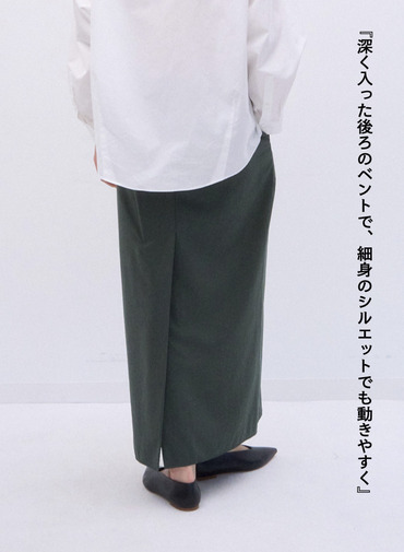 ストレートスカート / FIBRIL NYLON SATIN STRAIGHT SKIRT 詳細画像 Khaki 3