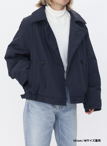 ダブルブレストコート / TWIST NYLON TAFTA SHORT DOUBLE BREASTED COAT 詳細画像 Navy 18