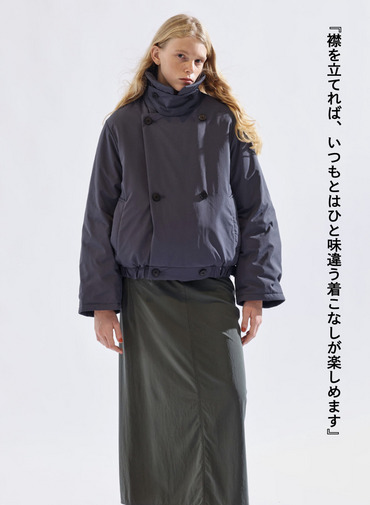 ダブルブレストコート / TWIST NYLON TAFTA SHORT DOUBLE BREASTED COAT 詳細画像 Navy 4