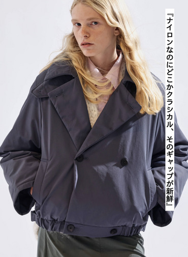 ダブルブレストコート / TWIST NYLON TAFTA SHORT DOUBLE BREASTED COAT 詳細画像 Navy 5