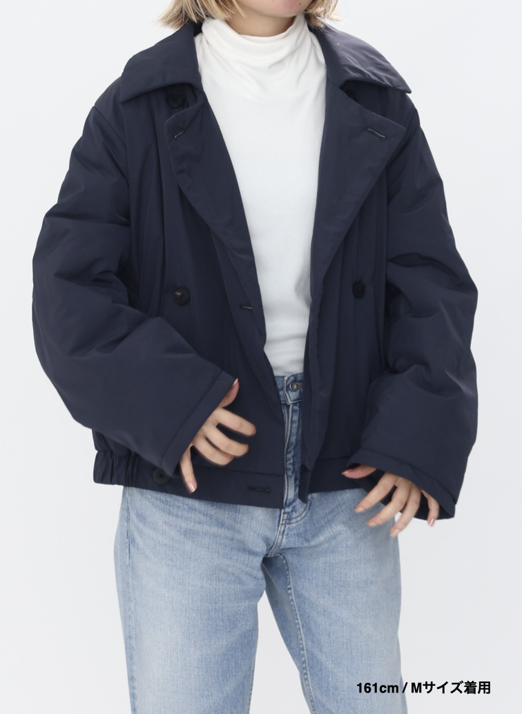 ダブルブレストコート / TWIST NYLON TAFTA SHORT DOUBLE BREASTED COAT 詳細画像 Navy 16