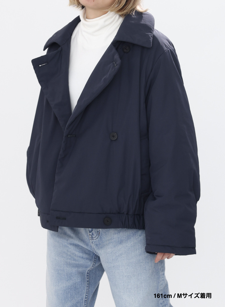 ダブルブレストコート / TWIST NYLON TAFTA SHORT DOUBLE BREASTED COAT 詳細画像 Navy 17