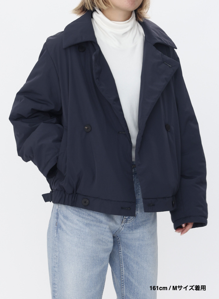 ダブルブレストコート / TWIST NYLON TAFTA SHORT DOUBLE BREASTED COAT 詳細画像 Navy 18