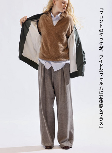 ルーズフィットパンツ / LINEN WOOL TWEED LOOSE FIT PANTS 詳細画像 Beige 3