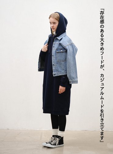★フレンチテリー ワンピース / FRENCH TERRY HOODIE ONE PIECE 詳細画像 Navy 3