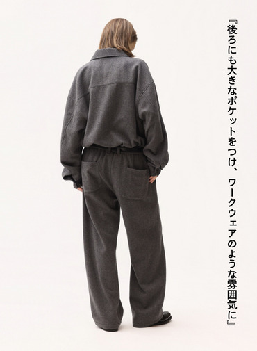 メルトンイージートラウザーズ / SUPER110'S MELTON EASY TROUSERS [UNISEX] 詳細画像 Gray 3