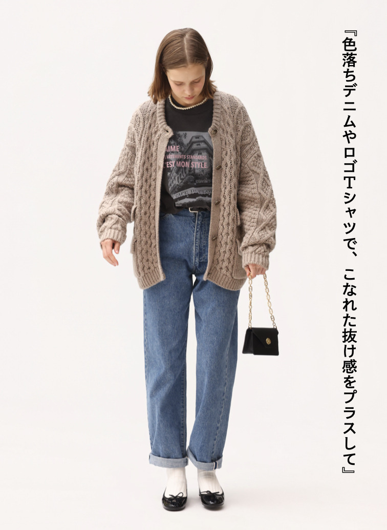 アランニットカーディガン / ARAN KNIT CREW NECK CARDIGAN 詳細画像 Beige 2