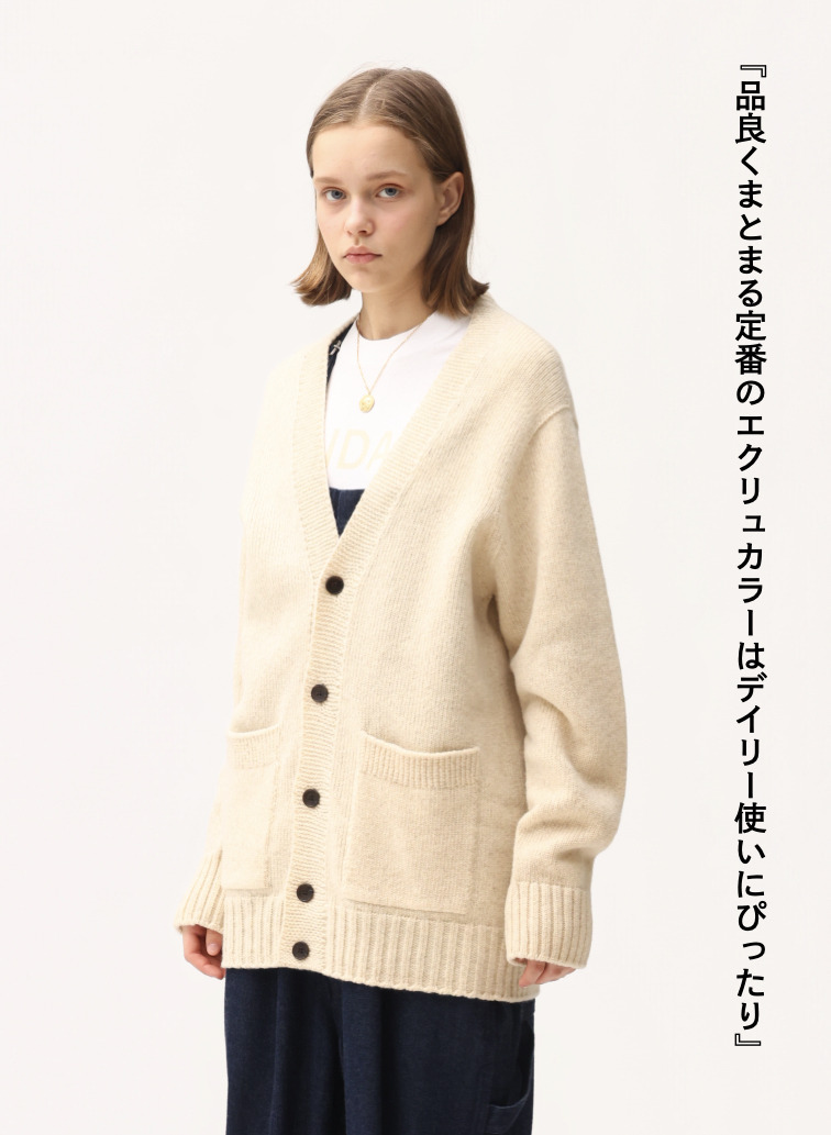 メランジカーディガン / EXTRA FINE LAMB MELANGE CARDIGAN [UNISEX] 詳細画像 Ecru 1