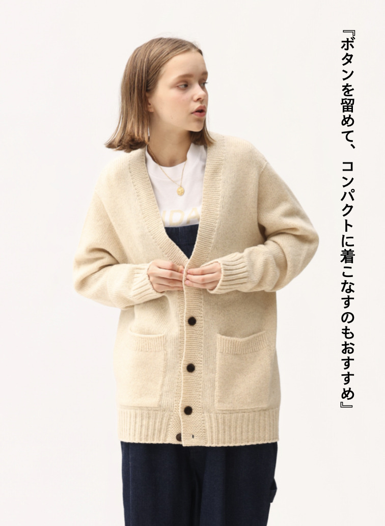 メランジカーディガン / EXTRA FINE LAMB MELANGE CARDIGAN [UNISEX] 詳細画像 Ecru 3