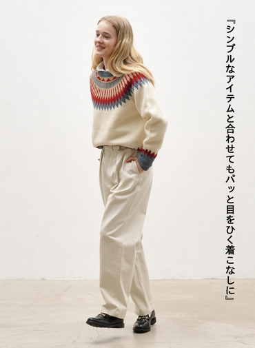 フェアアイル柄ニット / EXTRA FINE LAMB FAIR ISLE SWEATER 詳細画像 White 2