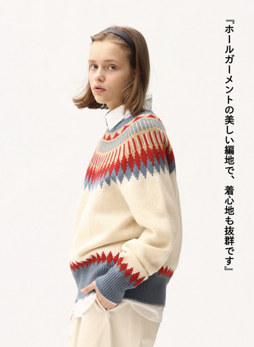 フェアアイル柄ニット / EXTRA FINE LAMB FAIR ISLE SWEATER 詳細画像 White 3