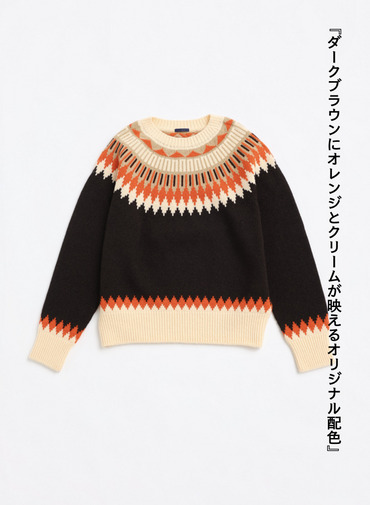 フェアアイル柄ニット / EXTRA FINE LAMB FAIR ISLE SWEATER 詳細画像 Brown 3
