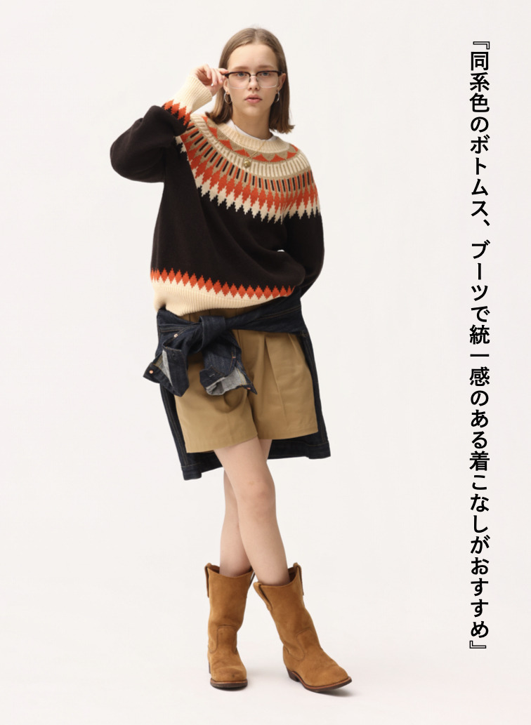 フェアアイル柄ニット / EXTRA FINE LAMB FAIR ISLE SWEATER 詳細画像 Brown 2