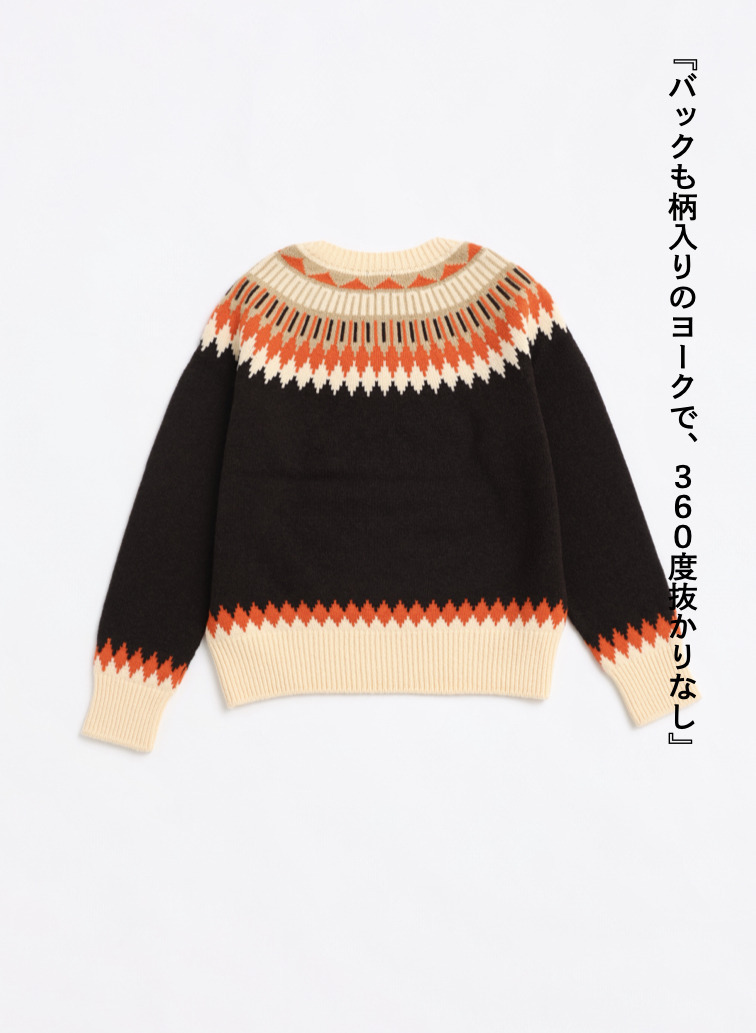 フェアアイル柄ニット / EXTRA FINE LAMB FAIR ISLE SWEATER 詳細画像 Brown 4