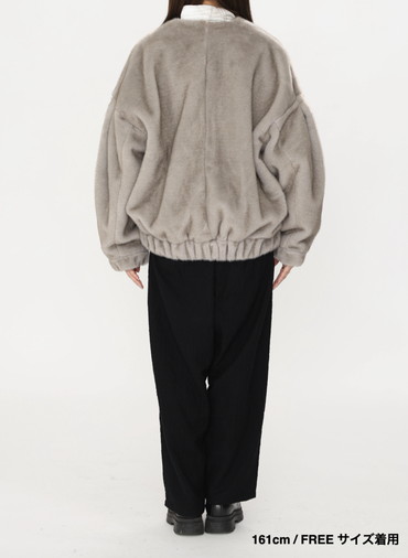 タックスリーブファーブルゾン / Tucked Sleeve Fur Blouson 詳細画像 Light Gray 10