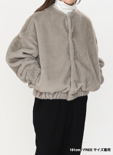 タックスリーブファーブルゾン / Tucked Sleeve Fur Blouson 詳細画像 Light Gray 11