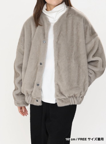 タックスリーブファーブルゾン / Tucked Sleeve Fur Blouson 詳細画像 Light Gray 13