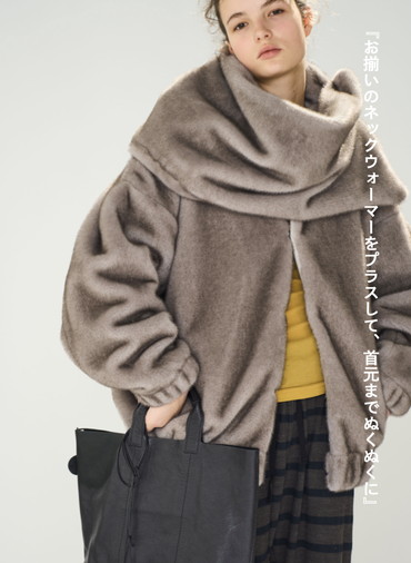 タックスリーブファーブルゾン / Tucked Sleeve Fur Blouson 詳細画像 Light Gray 2